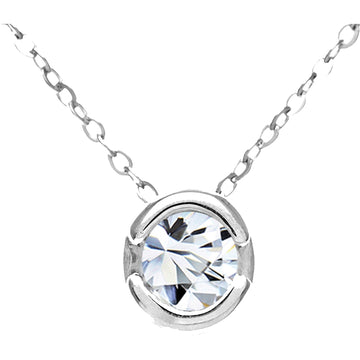 0.15ct Round Diamond Bezel Set Solitaire Pendant In 9ct White Gold